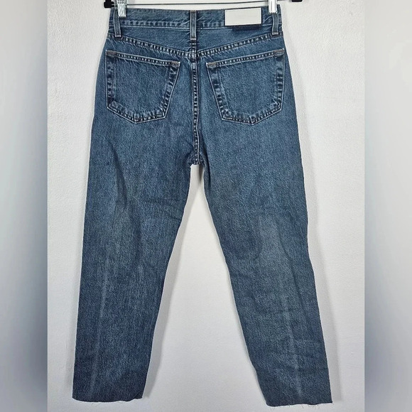NWOT Re/done high rise stove pipe straight jeans in medium vain denim size 28 - Picture 2 of 8